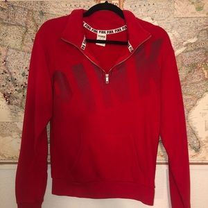 VS PINK quarter zip red pullover